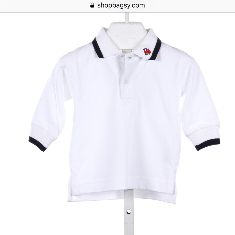 Florence Eiseman White Polo Shirt/Green Trim